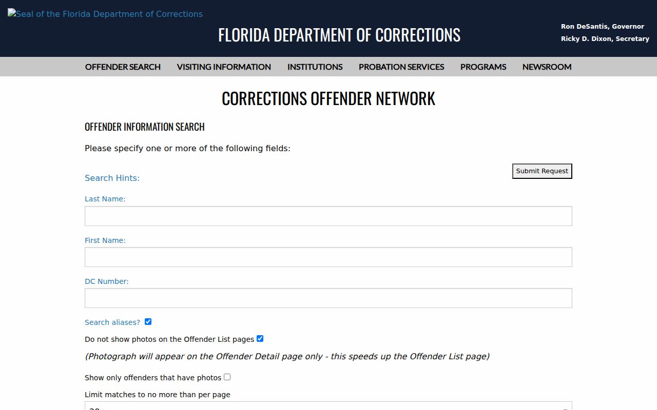 Union County arrest records Florida corrections offender search