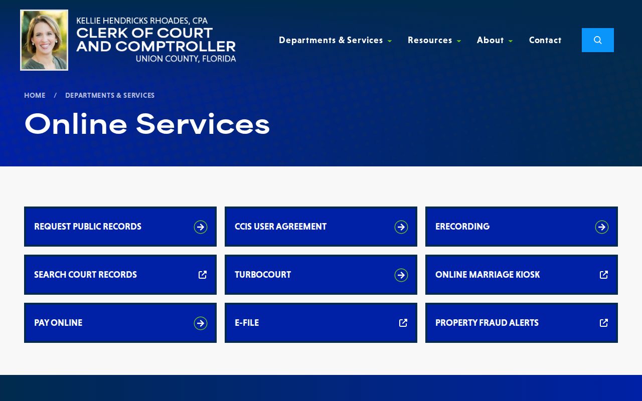 Union County court case lookup Clerk online services