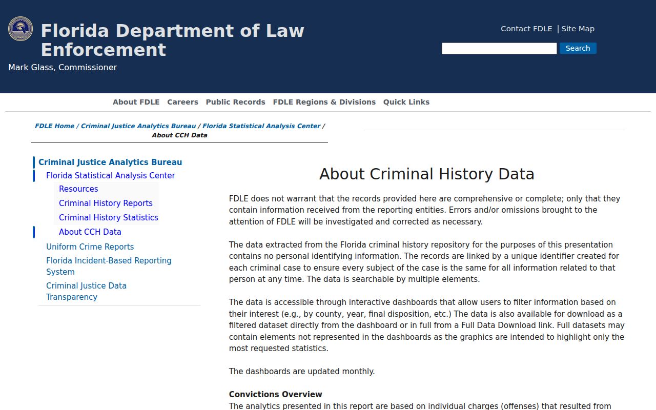 FDLE guide to Florida criminal history data